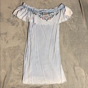 Light blue off the shoulder dress